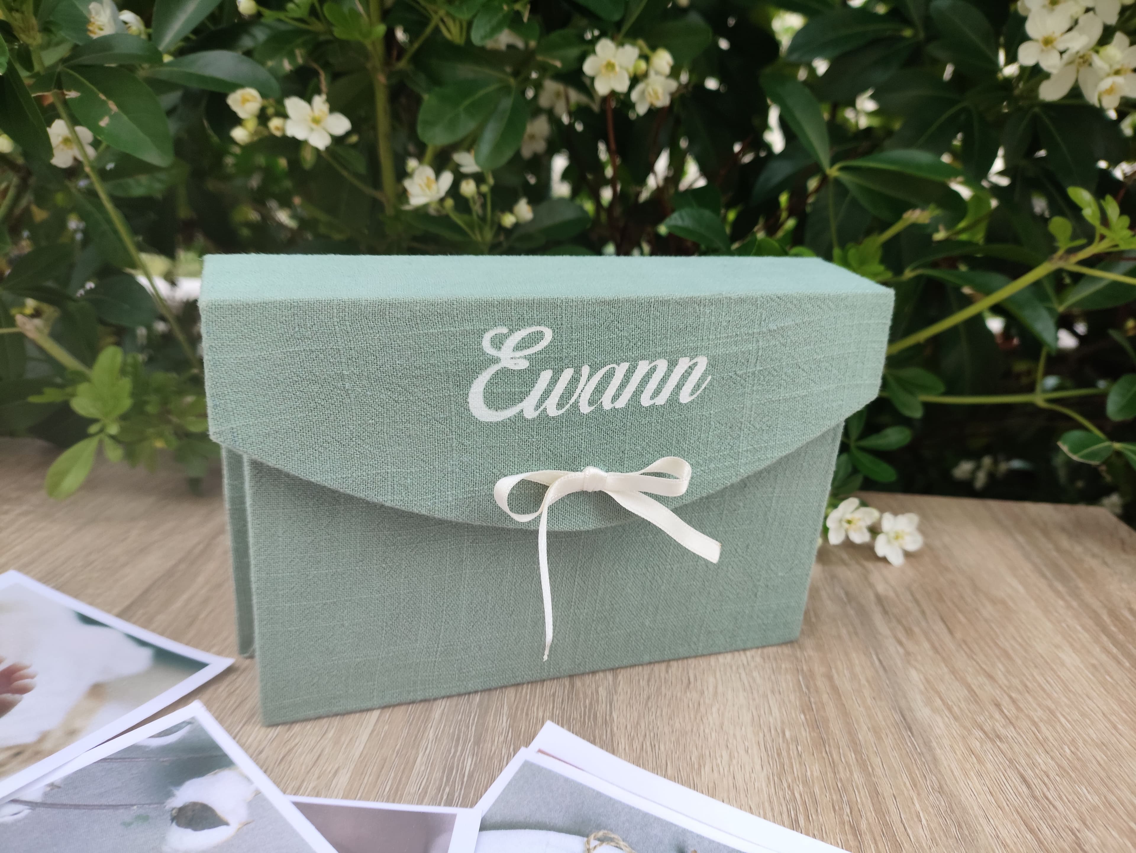 Mini boîte photo personnalisée en lin - photo 1