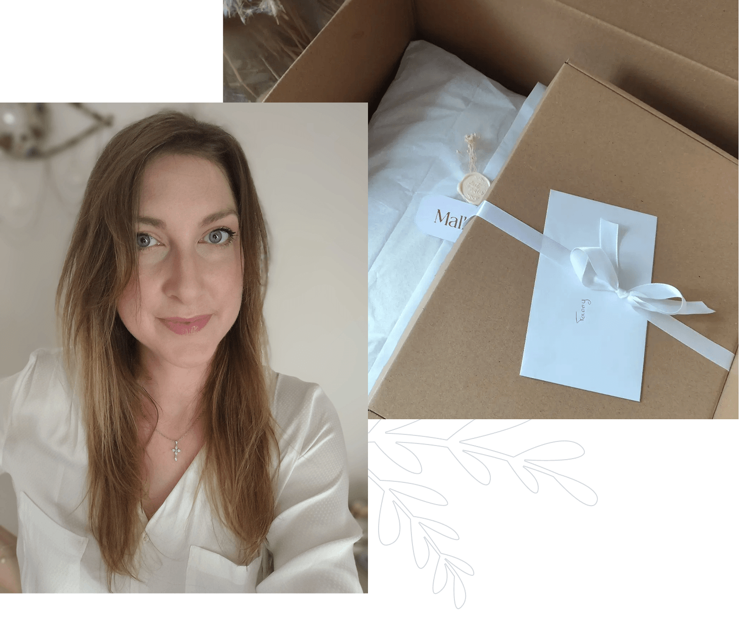 Marie-Laure, créatrice de Mallyana Création, et une boîte cadeau Mallyana